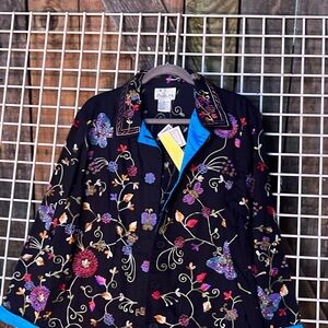 Colorful Floral Embroidered Women's Blazer